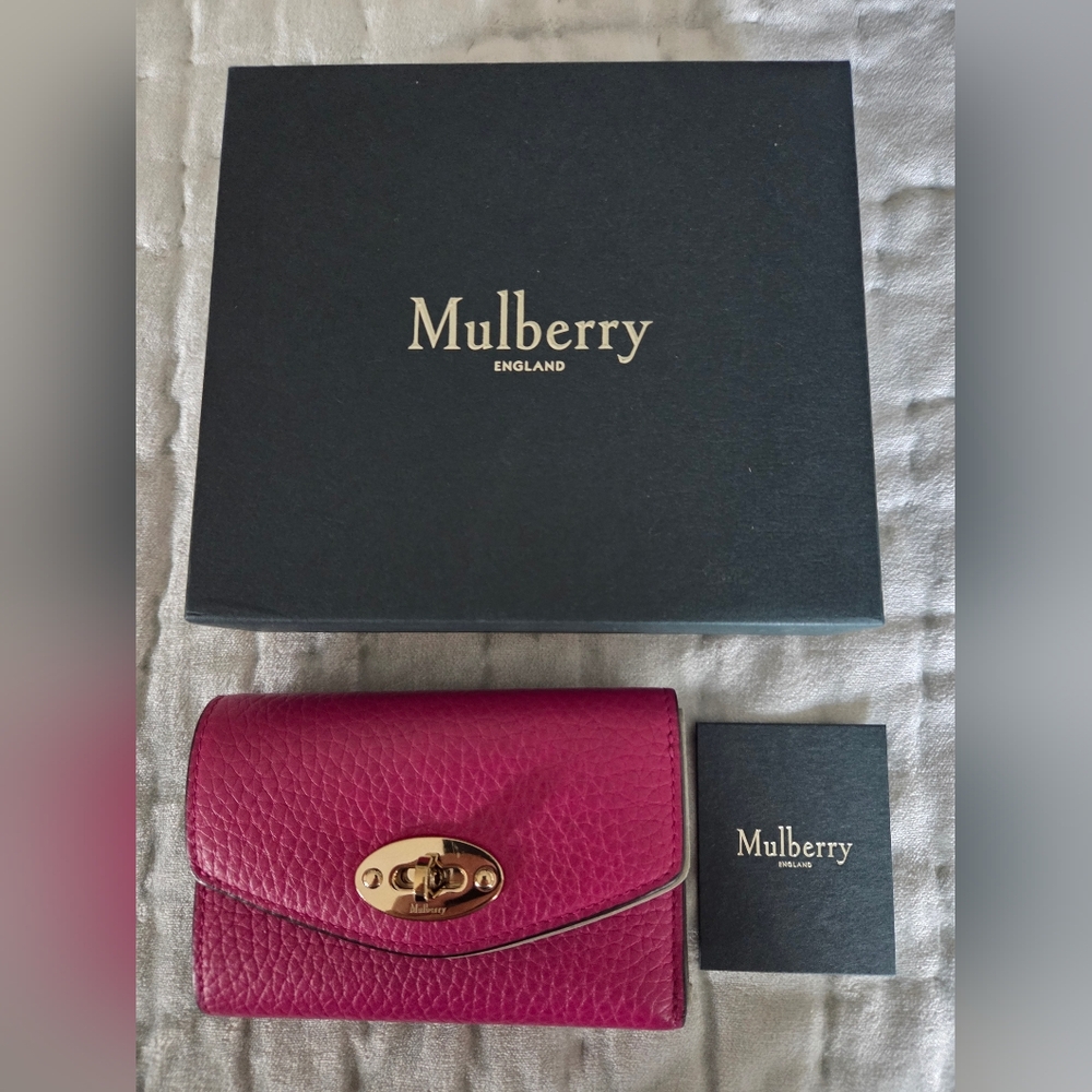 Mulberry Darley Folded Wallet, heavy grain, Mulberry Pink